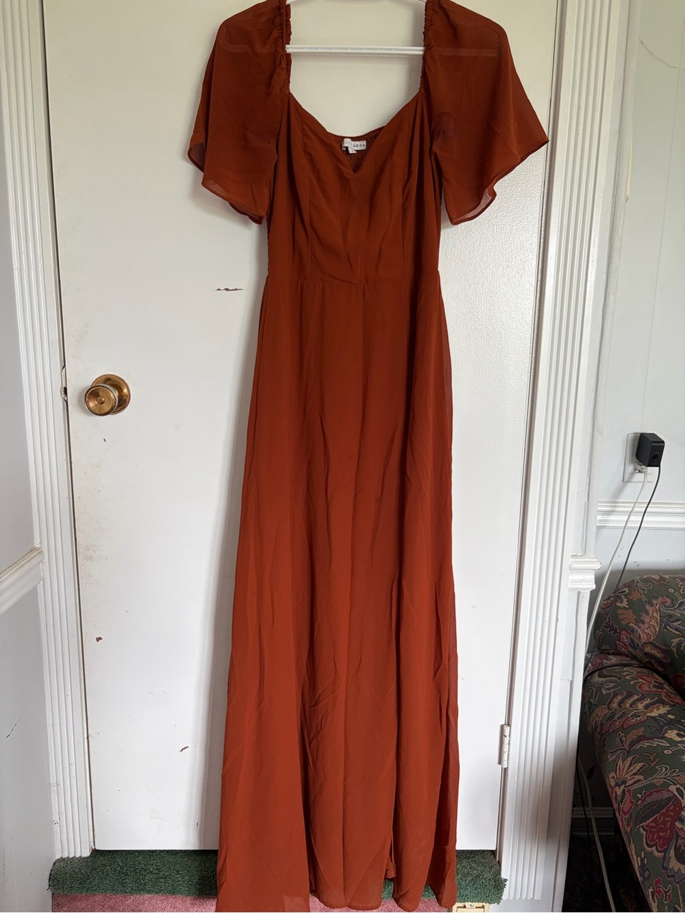 Baltic Born Rust Maxi Dress with Flutter Sleeves
